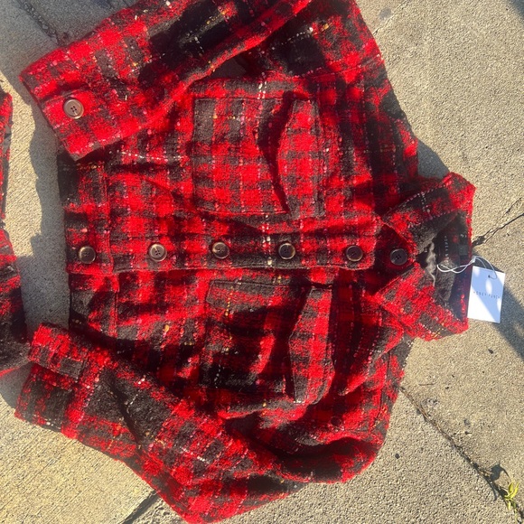 Honey Punch Red and Black Plaid Blazer and Skirt Set - Picture 3 of 4